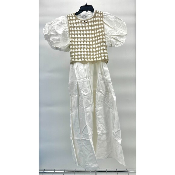 En Saison Dresses & Skirts - En Saison by Lala White Dress With Tan and White Chricheted Removable Top Size S